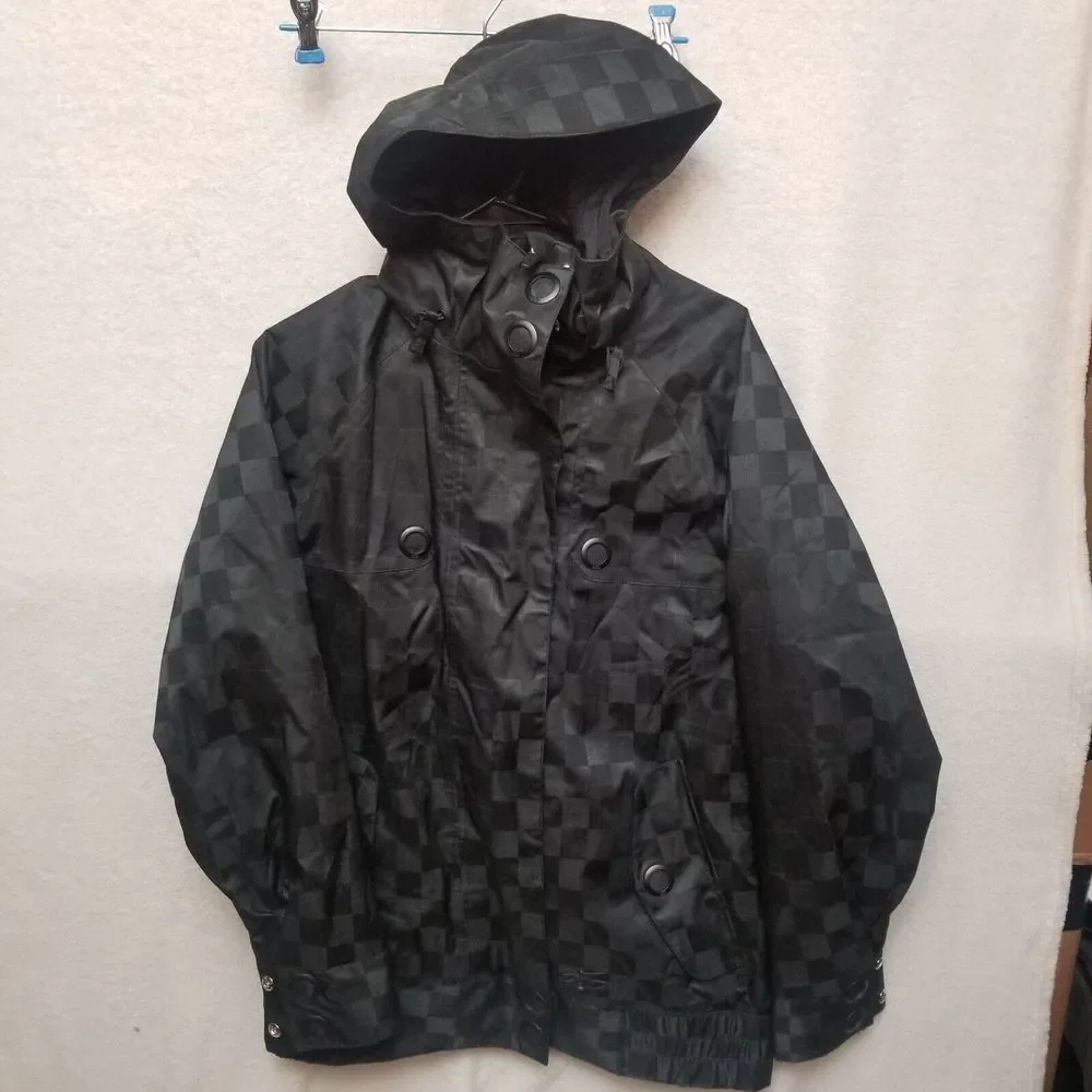 Nike SB Hooded Jacket Black Checkered Padded Skateboarding Coat‎ Small